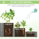 3 Tier Elevated Wood Flower Box Raised Garden Bed with Water Draining Fabric for Soil Gray for Vegetables Herbs - Image 5