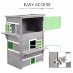 3-Tier Feral Cat House Outdoor Kitten Condo with Raised Floor Asphalt Roof Escape Door Jumping Platform Gray - Image 6