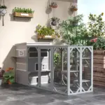 3-Tier Feral Cat House Outdoor Kitten Condo with Raised Floor Asphalt Roof Escape Door Jumping Platform Gray - Image 8