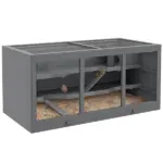 3-Tier Hamster Cage, Hinged Roof, Waterproof Tray, Space-Efficient Design for Small Pets, Gray - Image 11