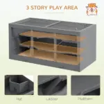 3-Tier Hamster Cage, Hinged Roof, Waterproof Tray, Space-Efficient Design for Small Pets, Gray - Image 4