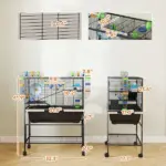 PawHut 3 Tier Hamster Cage, Rolling Rat Cage with Deep Tray, Storage Shelf, Big Exercise Wheel, Hut, Tube System - Image 3