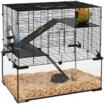 PawHut 3-Tier Hamster Cage with Wheel Water Bottle Food Bowl for Small Hamsters Black - Image 11