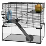 PawHut 3-Tier Hamster Cage with Wheel Water Bottle Food Bowl for Small Hamsters Black