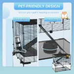 PawHut 3-Tier Hamster Cage with Wheel Water Bottle Food Bowl for Small Hamsters Black - Image 5