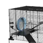 PawHut 3-Tier Hamster Cage with Wheel Water Bottle Food Bowl for Small Hamsters Black - Image 9