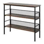 3-Tier Industrial Console Table, Metal and Wood, Adjustable Feet, Multi-Functional, Black - Image 11