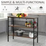 3-Tier Industrial Console Table, Metal and Wood, Adjustable Feet, Multi-Functional, Black - Image 5