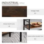 3-Tier Industrial Console Table, Metal and Wood, Adjustable Feet, Multi-Functional, Black - Image 6