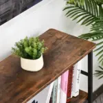 3-Tier Industrial Console Table, Metal and Wood, Adjustable Feet, Multi-Functional, Black - Image 8