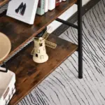 3-Tier Industrial Console Table, Metal and Wood, Adjustable Feet, Multi-Functional, Black - Image 9