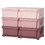 Qaba 3 Tier Kids Storage Unit Pink 6 Drawer Chest Toy Organizer with Plastic Bins for Bedroom Nursery Kindergarten - Image 11
