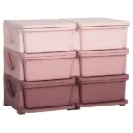 Qaba 3 Tier Kids Storage Unit Pink 6 Drawer Chest Toy Organizer with Plastic Bins for Bedroom Nursery Kindergarten