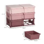 Qaba 3 Tier Kids Storage Unit Pink 6 Drawer Chest Toy Organizer with Plastic Bins for Bedroom Nursery Kindergarten - Image 3