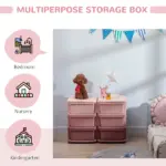Qaba 3 Tier Kids Storage Unit Pink 6 Drawer Chest Toy Organizer with Plastic Bins for Bedroom Nursery Kindergarten - Image 5