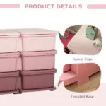 Qaba 3 Tier Kids Storage Unit Pink 6 Drawer Chest Toy Organizer with Plastic Bins for Bedroom Nursery Kindergarten - Image 7