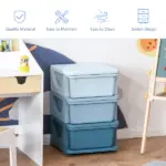 3 Tier Kids Toy Storage Organizer with Drawers, Blue, Chest for Bedroom, Kindergarten, Living Room, for Boys and Girls - Image 4