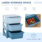 3 Tier Kids Toy Storage Organizer with Drawers, Blue, Chest for Bedroom, Kindergarten, Living Room, for Boys and Girls - Image 5