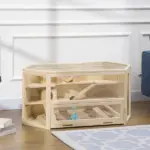 3 Tier Large Wooden Hamster Cage with Slide Activity Center Ladder Feeding Bowl - Image 2