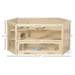 3 Tier Large Wooden Hamster Cage with Slide Activity Center Ladder Feeding Bowl - Image 3