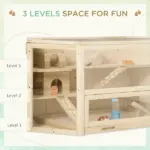3 Tier Large Wooden Hamster Cage with Slide Activity Center Ladder Feeding Bowl - Image 5