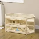 3 Tier Large Wooden Hamster Cage with Slide Activity Center Ladder Feeding Bowl - Image 8