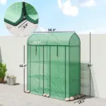 Outsunny 3 Tier Mini Greenhouse, Small Portable Greenhouse with 2 Roll-up Doors, 56.3" x 18.1" x 65", Green - Image 3