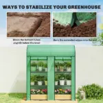 Outsunny 3 Tier Mini Greenhouse, Small Portable Greenhouse with 2 Roll-up Doors, 56.3" x 18.1" x 65", Green - Image 7