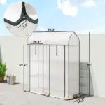 Outsunny 3 Tier Mini Greenhouse, Small Portable Greenhouse with 2 Roll-up Doors, 56.3 Inch x 18.1 Inch x 65 Inch, White - Image 3