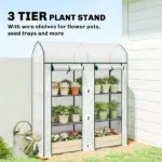 Outsunny 3 Tier Mini Greenhouse, Small Portable Greenhouse with 2 Roll-up Doors, 56.3 Inch x 18.1 Inch x 65 Inch, White - Image 4
