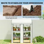Outsunny 3 Tier Mini Greenhouse, Small Portable Greenhouse with 2 Roll-up Doors, 56.3 Inch x 18.1 Inch x 65 Inch, White - Image 7