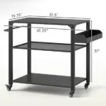 3-Tier Outdoor Grill Cart with Storage Racks, Side Handle, Movable Pizza Oven Table on Wheels - Image 3