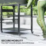 3-Tier Outdoor Grill Cart with Storage Racks, Side Handle, Movable Pizza Oven Table on Wheels - Image 6