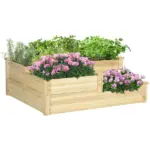 3 Tier Raised Flower Bed Outdoor Planter Box Wooden Garden Bed, Open Bottom for Plants, 42.5"x34.75"x14.25", Natural - Image 11