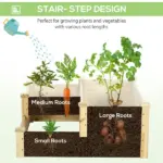 3 Tier Raised Flower Bed Outdoor Planter Box Wooden Garden Bed, Open Bottom for Plants, 42.5"x34.75"x14.25", Natural - Image 6