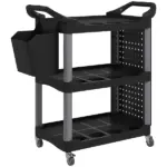 3-Tier Rolling Tool Cart, 200 LBS Capacity Plastic Utility Cart with Side Shelf and Bucket, Black and Light Gray - Image 12