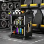 3-Tier Rolling Tool Cart, 200 LBS Capacity Plastic Utility Cart with Side Shelf and Bucket, Black and Light Gray - Image 10