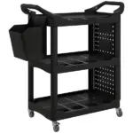 3-Tier Rolling Tool Cart, 200 LBS Capacity Plastic Utility Cart with Side Shelf and Storage Bucket, Black - Image 12