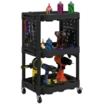 HOMCOM 3-Tier Rolling Tool Cart, 200 LBS Capacity Plastic Utility Cart with Side Shelves for Garage, Workshop, Black - Image 11
