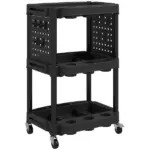 HOMCOM 3-Tier Rolling Tool Cart, 200 LBS Capacity Plastic Utility Cart with Side Shelves for Garage, Workshop, Black - Image 12