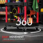 HOMCOM 3-Tier Rolling Tool Cart, 200 LBS Capacity Plastic Utility Cart with Side Shelves for Garage, Workshop, Black and Red - Image 5