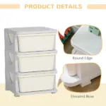3-Tier Toy Storage Organizer, Spacious Drawers Chest for Bedroom, Nursery, Living Room, Durable for Toddlers, Cream White - Image 5