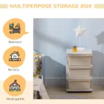 3-Tier Toy Storage Organizer, Spacious Drawers Chest for Bedroom, Nursery, Living Room, Durable for Toddlers, Cream White - Image 6