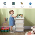 3-Tier Toy Storage Organizer, Spacious Drawers Chest for Bedroom, Nursery, Living Room, Durable for Toddlers, Cream White - Image 7