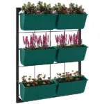 3-Tier Wall Planter Green with 6 Pots Hanging Planter Holder with Drainage for Flowers Vegetables - Image 11