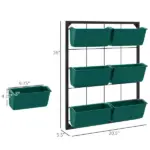 3-Tier Wall Planter Green with 6 Pots Hanging Planter Holder with Drainage for Flowers Vegetables - Image 3