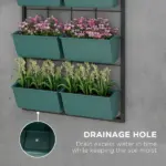 3-Tier Wall Planter Green with 6 Pots Hanging Planter Holder with Drainage for Flowers Vegetables - Image 6