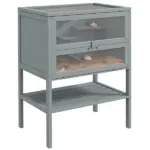 3-Tier Wooden Large Hamster Cage, Mice and Rat Cage Small Animals Hutch with Openable Top, Front Door, Storage Shelf, Gray