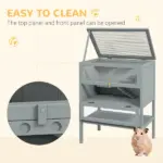 3-Tier Wooden Large Hamster Cage, Mice and Rat Cage Small Animals Hutch with Openable Top, Front Door, Storage Shelf, Gray - Image 5