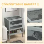 3-Tier Wooden Large Hamster Cage, Mice and Rat Cage Small Animals Hutch with Openable Top, Front Door, Storage Shelf, Gray - Image 6